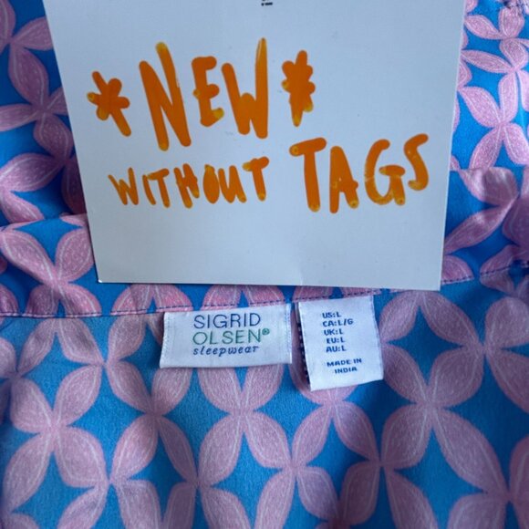 Sigrid Olsen Sleepwear Womens Geometric Short Sleeve Button-Up Sleep Shirt Large - Picture 3 of 7